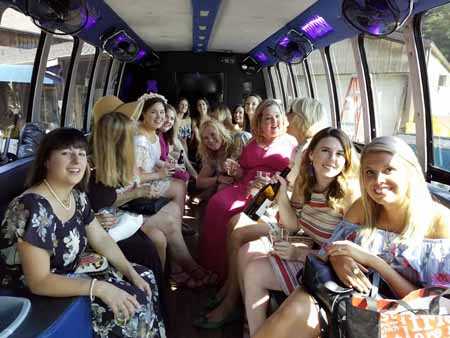 Bachelorette party winery tour on their way to Cedar Lakes.