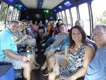 Touring Augusta wineries on the party bus for her 40th birthday.