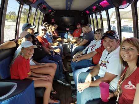 Charter bus to Cardinals game in St. Louis.