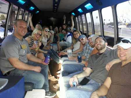 party bus to baseball game in St. Louis.