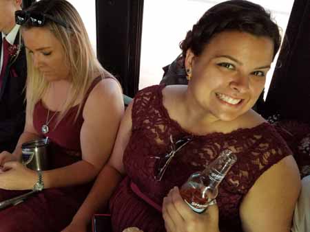St. Charles, Mo wedding party on the limo bus