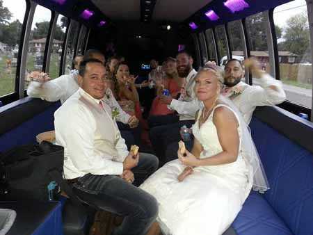 Lake Saint Louis bridal party on the limo bus.