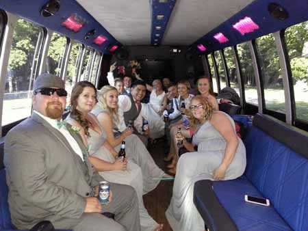 A Warrenton wedding party taking the limo bus to Innsbrook.