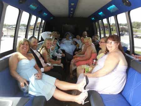 Stretch out and relax on the limo shuttle on the way to the reception.